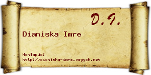 Dianiska Imre névjegykártya